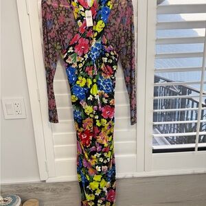 NWT Anthropologie Vibrant Floral Long Sleeve Dress Stretch